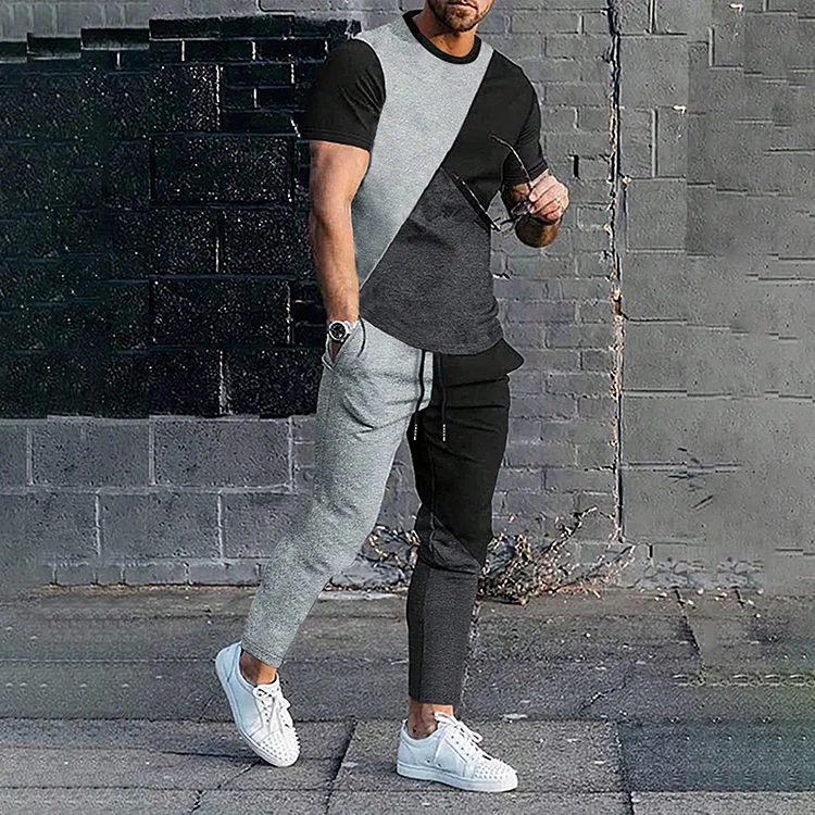 Men's Two Tone T-Shirt And Pants Co-Ord