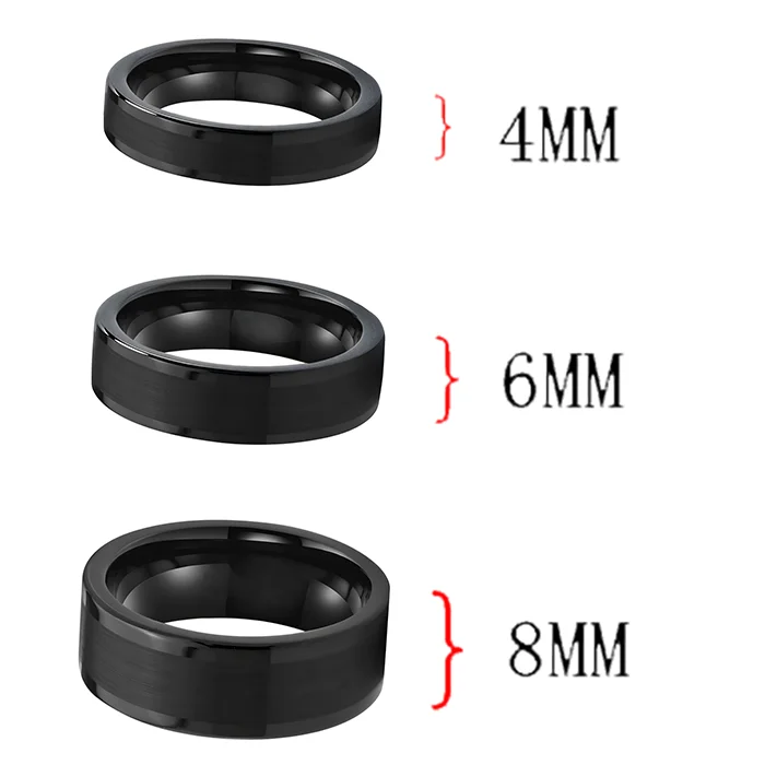 Flat Aries Tungsten Wedding Bands Black Tungsten Rings Comfort fit for Womens or Mens 4MM 6MM 8MM