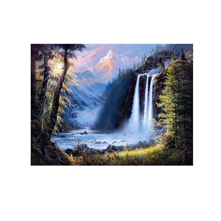 Waterfall Scenery - Full Round Drill Diamond Painting - 40x30cm(Canvas)