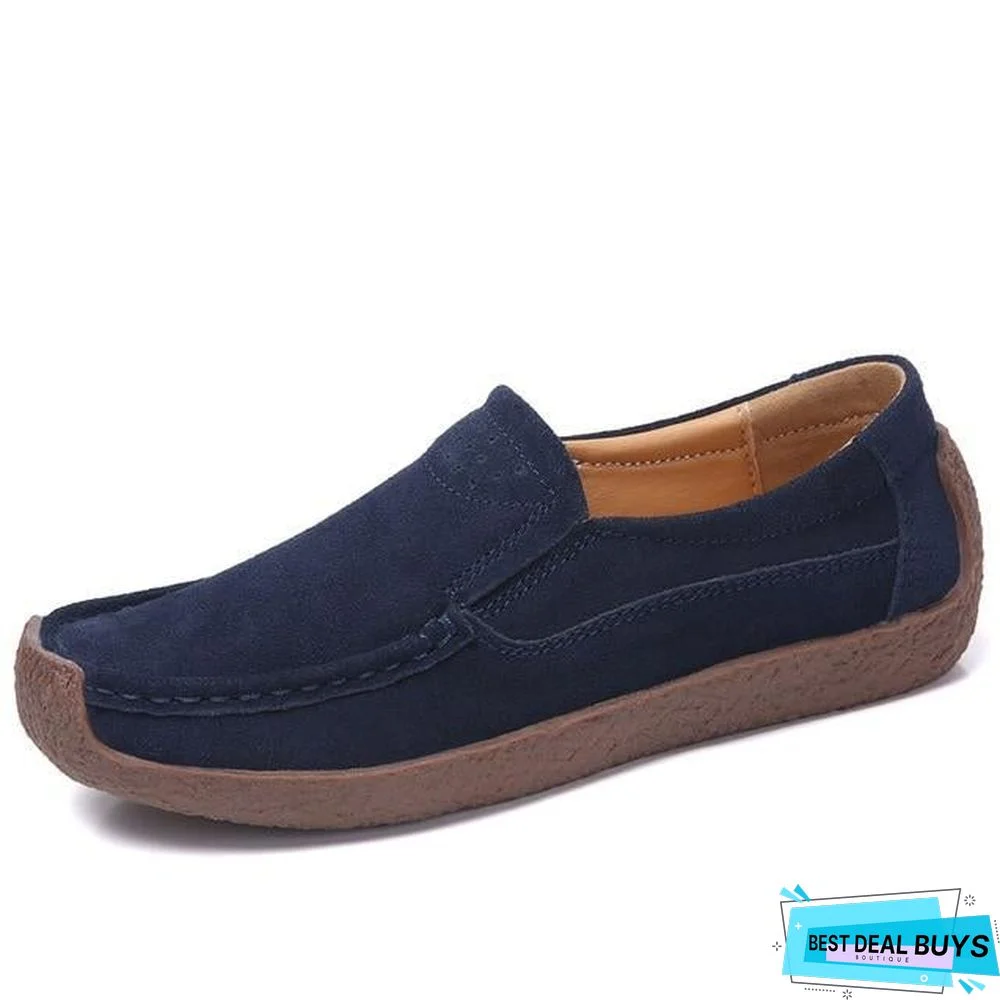 Women Moccasins Flats Genuine Leather Slip On Suede Loafers Shoes