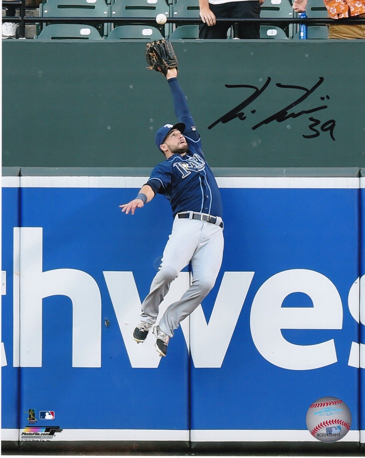 KEVIN KIERMAIER TAMPA BAY RAYS ACTION SIGNED 8x10