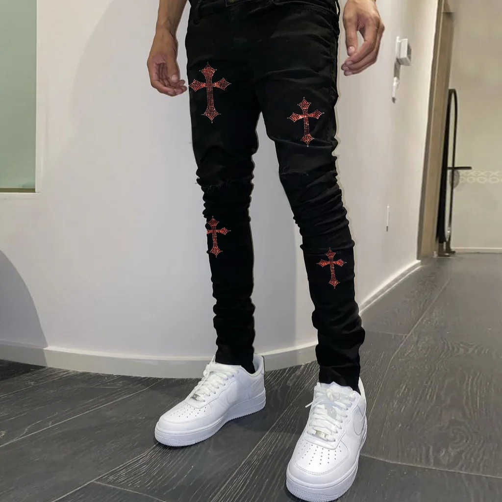 Fashion Street Cross Print Trousers