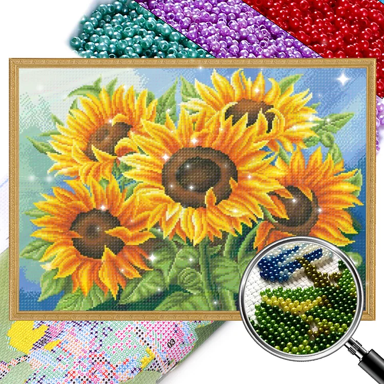 Sunflower - 11CT Bead Embroidery Cross Stitch(65*50cm)(Full Embroidery)