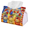 (24cm)Diamond Art Tissue Box DIY PU Napkin Cover for Home(god bless america)