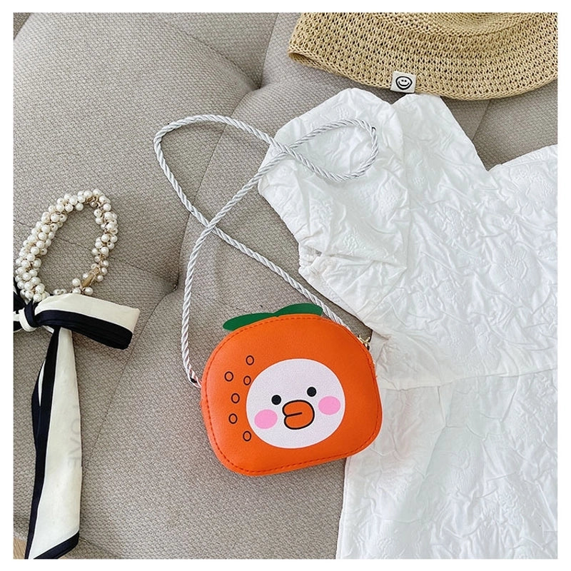 Girl’s Pu Leather Fruit Cute Round Zipper Circle Bag