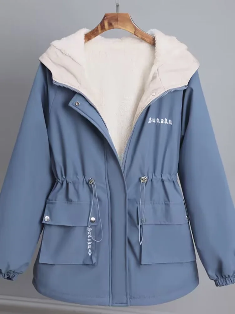 Jangj Jacket New Korean Fashion Artificial Lambswool Reversible Jacket Women Harajuku Oversized Basic Winter Hoodie Coat Winter