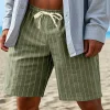 2026 Casual Fashion Drawstring Shorts, European And American Style, Elastic Fit, Trendy Men's Thin Linen Beach Shorts by Inlyline