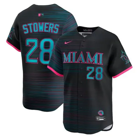 Men's Miami Marlins #28 Kyle Stowers  Black 2025 City Connect Limited Jersey