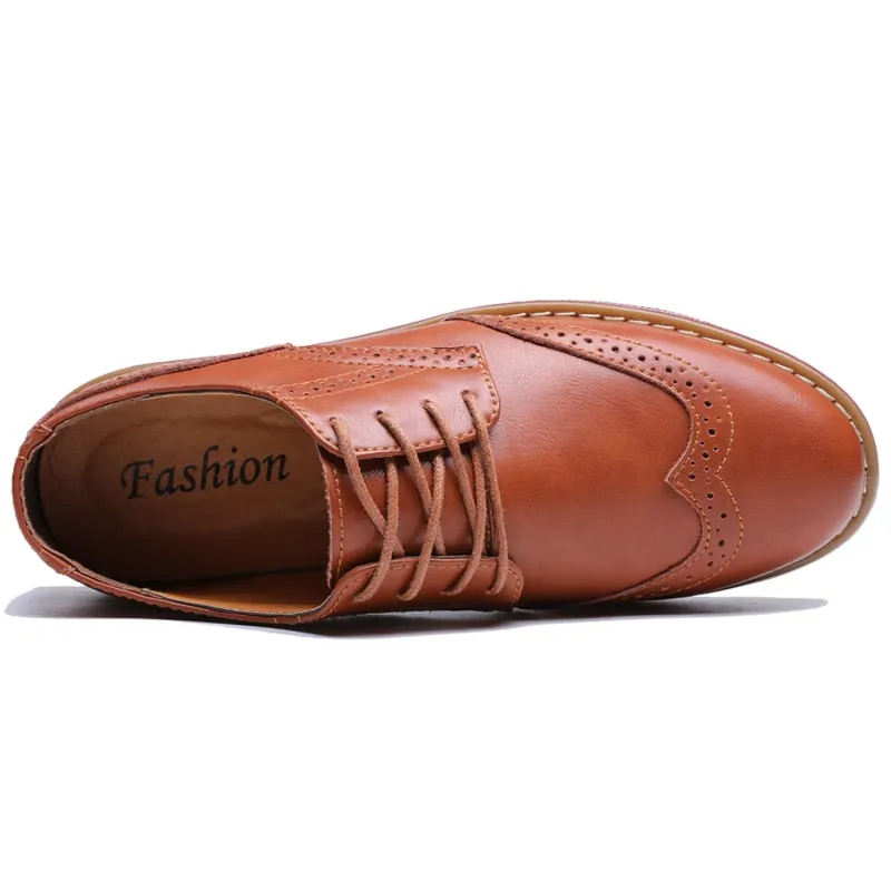Genuine Leather Men Casual Shoes Luxury Party Dress Shoes Men Oxfords Shoes British Trendy Brogue Shoes Lace-up Plus Size 38-48