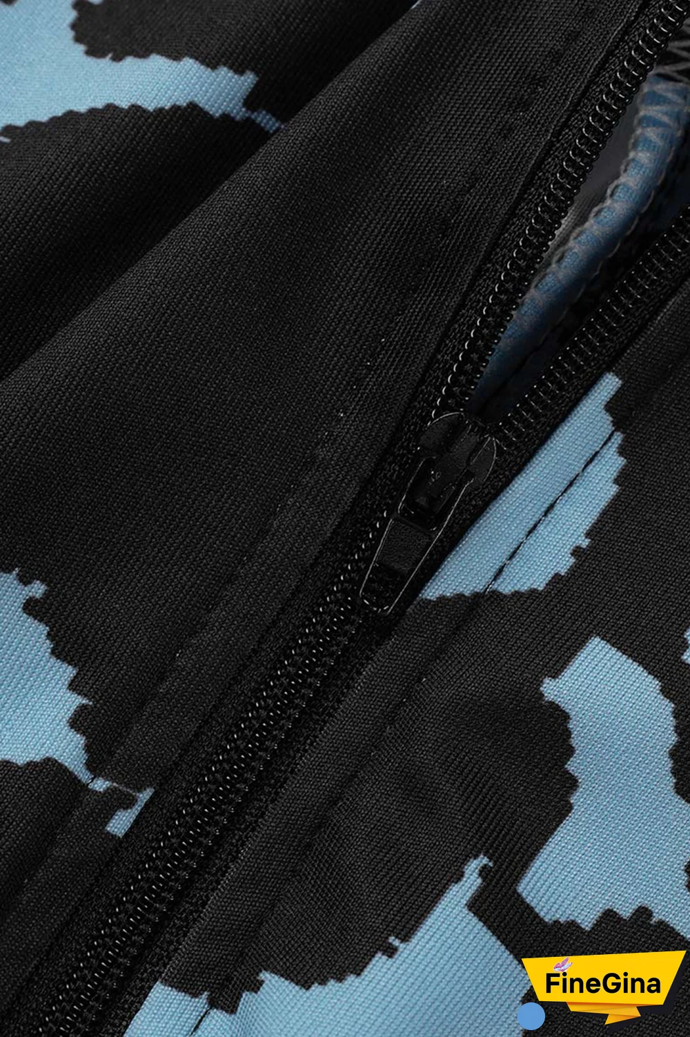 Blue Sexy Print Patchwork V Neck Pencil Skirt Dresses