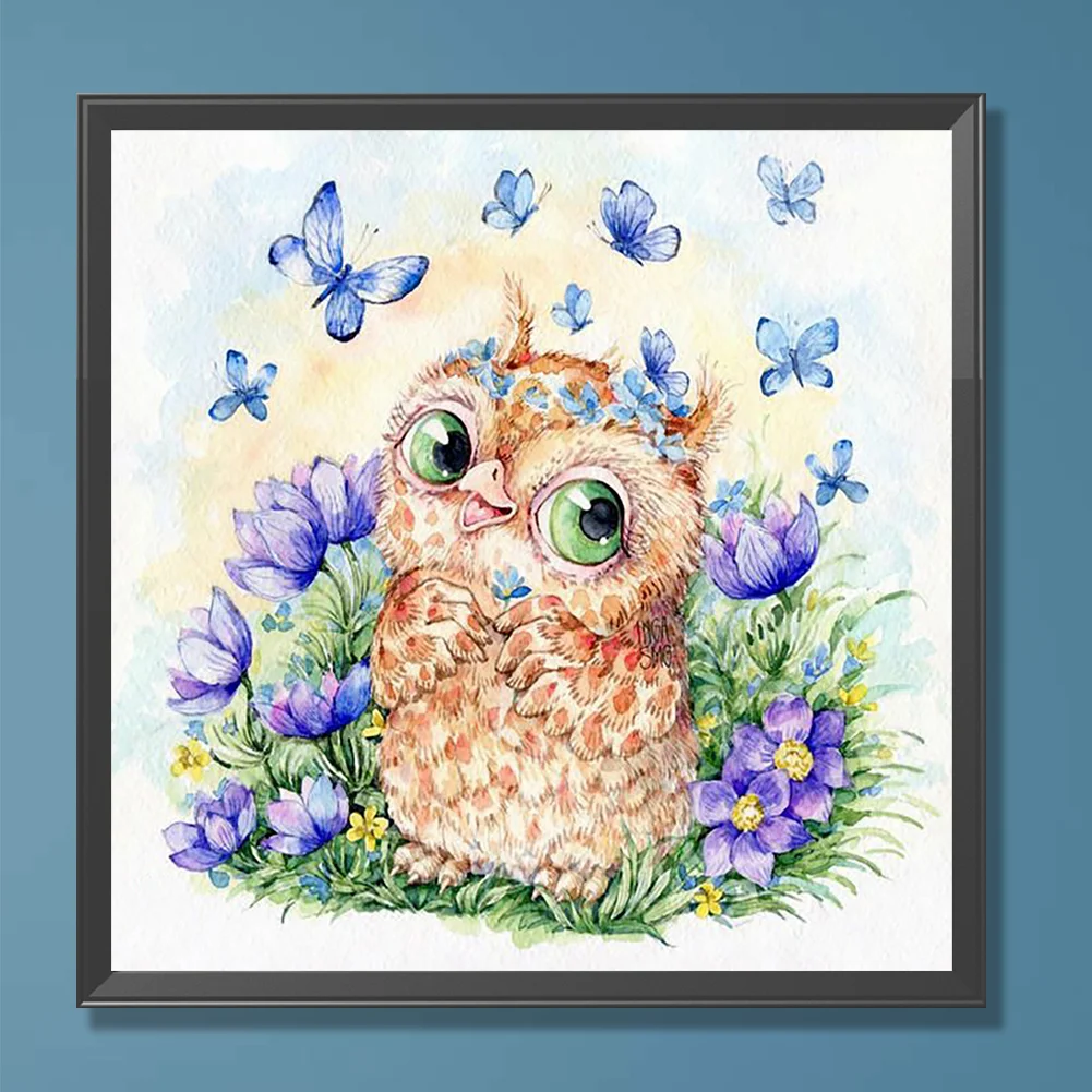 Full Round Diamond Painting 30*30cm - Butterfly Owl