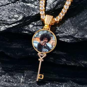 Custom Photo Key Shape Pendant Customized Necklace