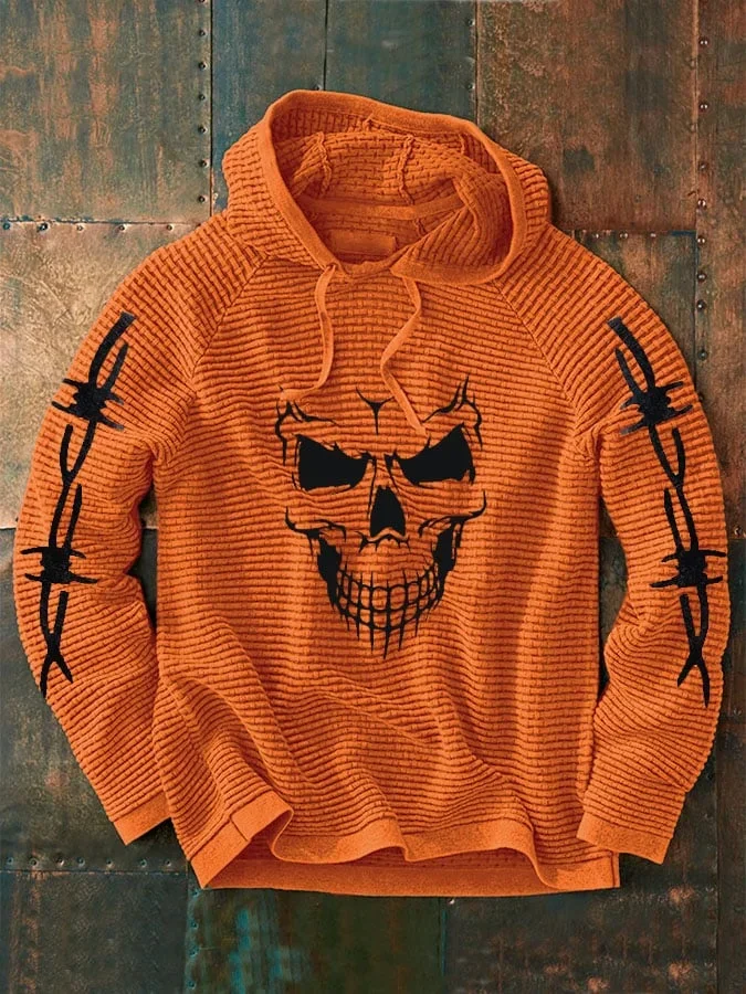 Men's Halloween Skull And Thorns Print Casual Sweatshirt