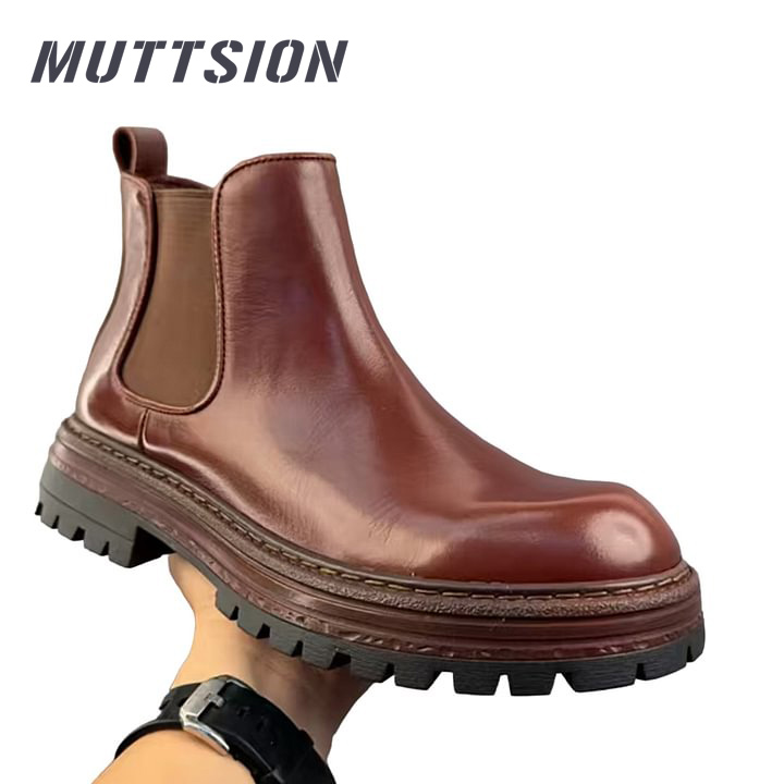 MUTTSION Handmade Retro Horsehide Chelsea Boot |Mid-top Martin Boots MUTTSION.COM MUTTSION