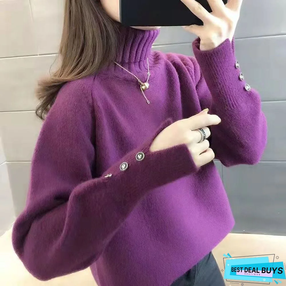 Turtleneck Thickened Sweater Foreign-Style Knitted Bottoming Shirt