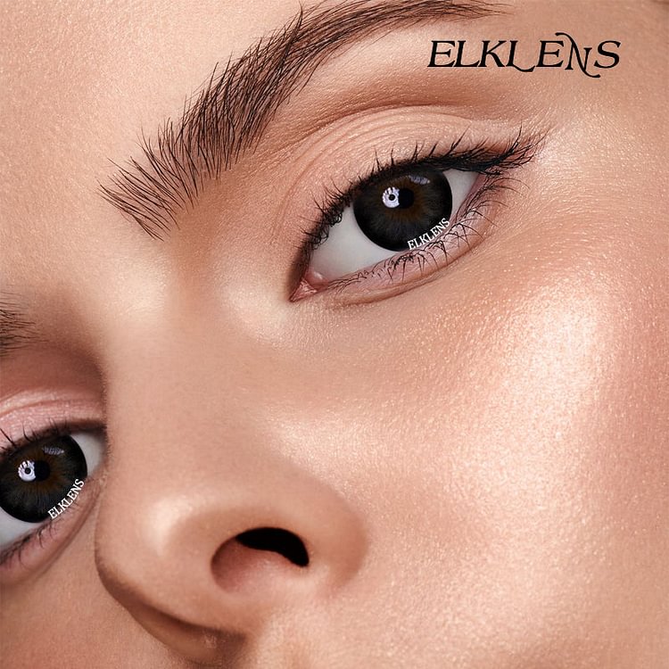 ELKLENS Black Eyes Black Prescription Colored Contact Lenses