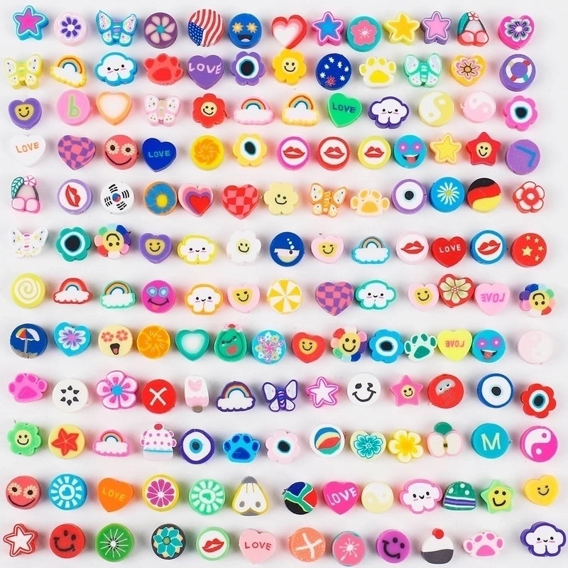 1 Pack Soft Clay Rainbow Heart Shape Beads