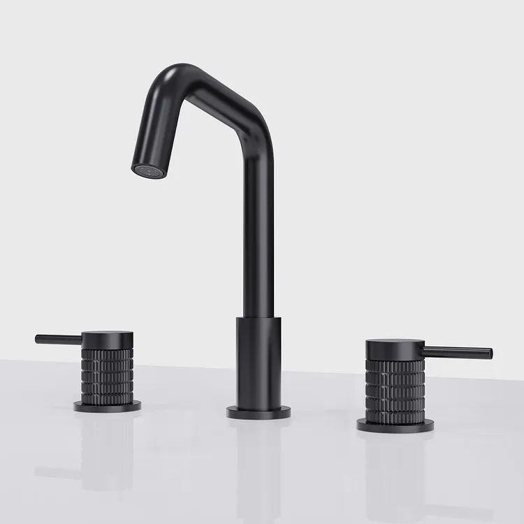 EVERSTEIN 3 Hole Widespread Bathroom Sink Faucet with Drain Matte Black
