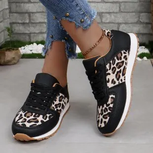 Yyvonne 2025 Spring And Autumn New Leopard-Print Leisure Single Shoes Women's Flat Bottom With Sports Casual Shoes