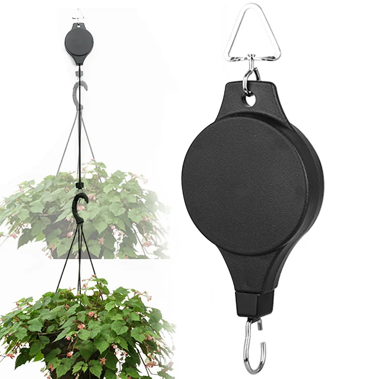 Plant Retractable Pulley, Hanger Hanging Planters Flower Basket Hook for Garden Baskets, Pots and Birds Feeder Hang (High Up and Pull Down)