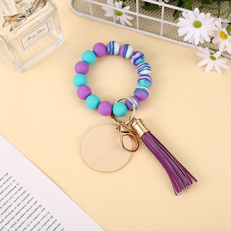 Minimalist Classic Style Solid Color Silica Gel Beaded Unisex Bag Pendant Keychain