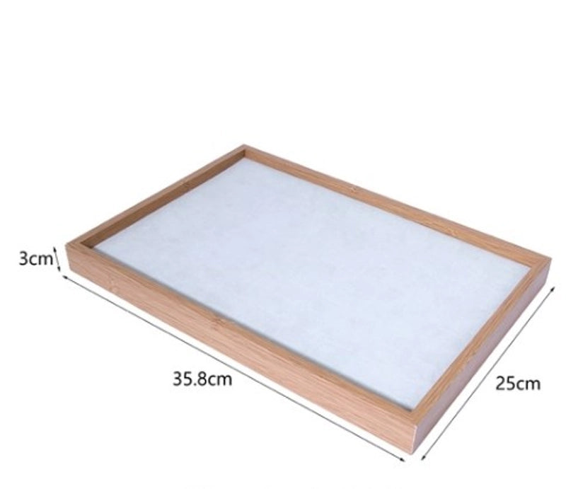 Modern Style Rectangle Wood Flannel Jewelry Rack