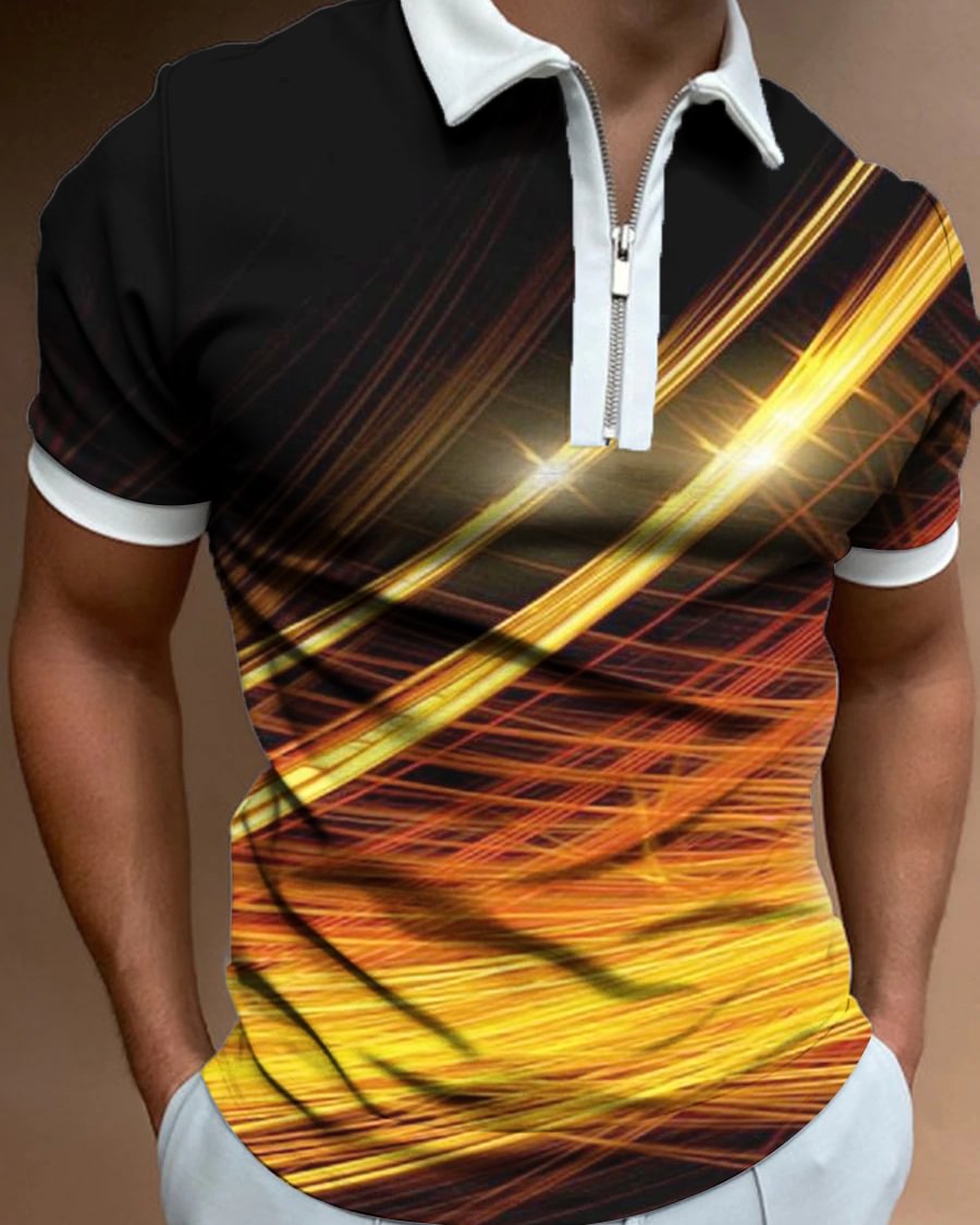 Men's Casual Bright Print Short Sleeve Polo Shirt