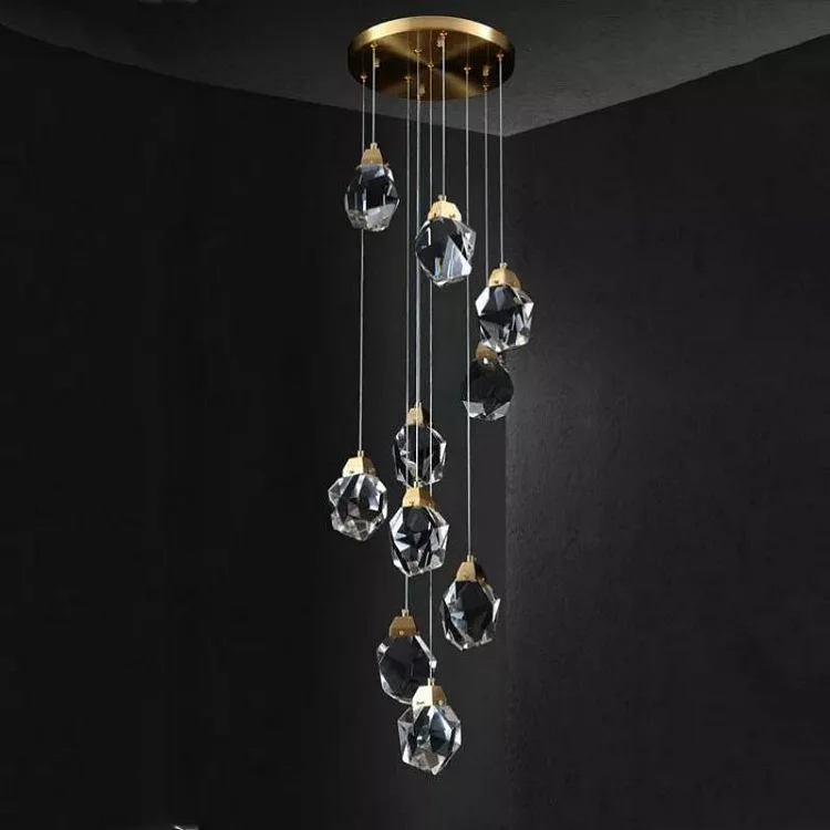 Modern Angelia Faceted Crystal Prisms Staircase Chandelier