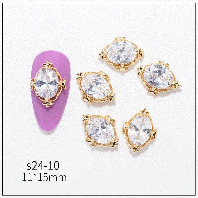 Nail Decoration Embellished Pendant Flash Drilling Chain Designs 5 Pcs/Set Metal With Zircon Rhinestones For Beauty Salons-Nail Inspo