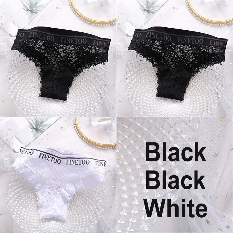 3PCS/Set Lace Panties Women Sexy Underwear Briefs Floral Lace Female Underpants Solid Color Intimate Lingerie Woman Panties M-XL