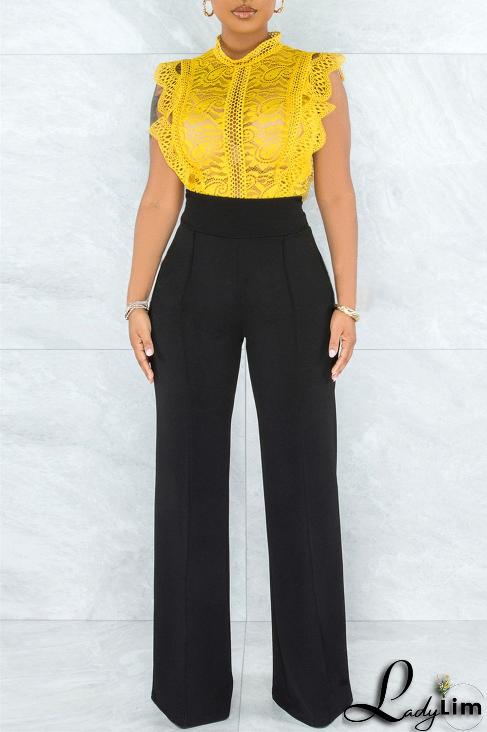 White Fashion Casual Solid Basic Regular High Waist Trousers