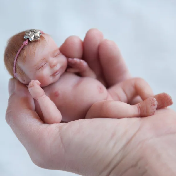 Miniature Doll Sleeping Full Body SiliconeReborn Baby Doll, 6 Inches Realistic Newborn Baby Doll Named Aaralyn