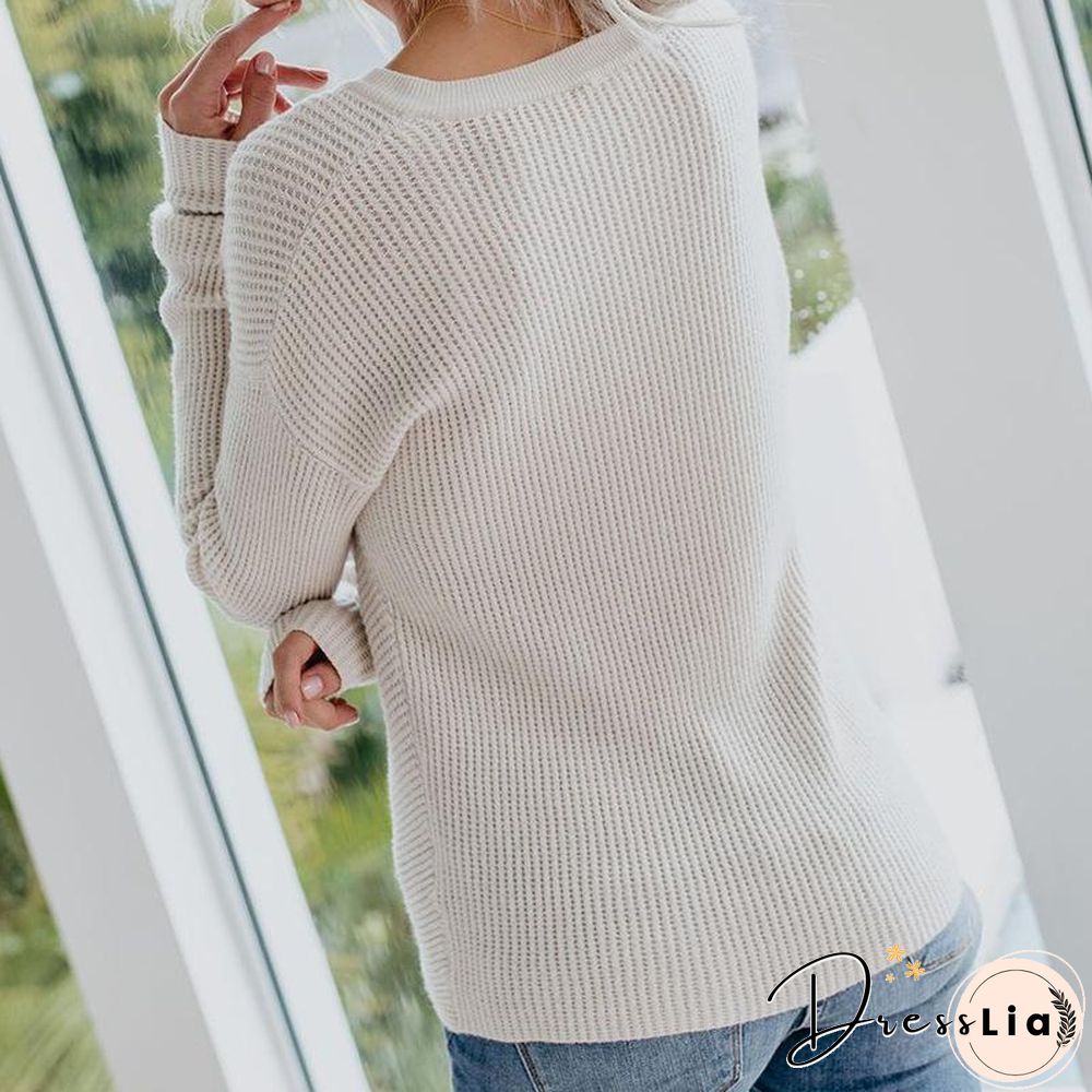 Round Neck Asymmetrical Sweater