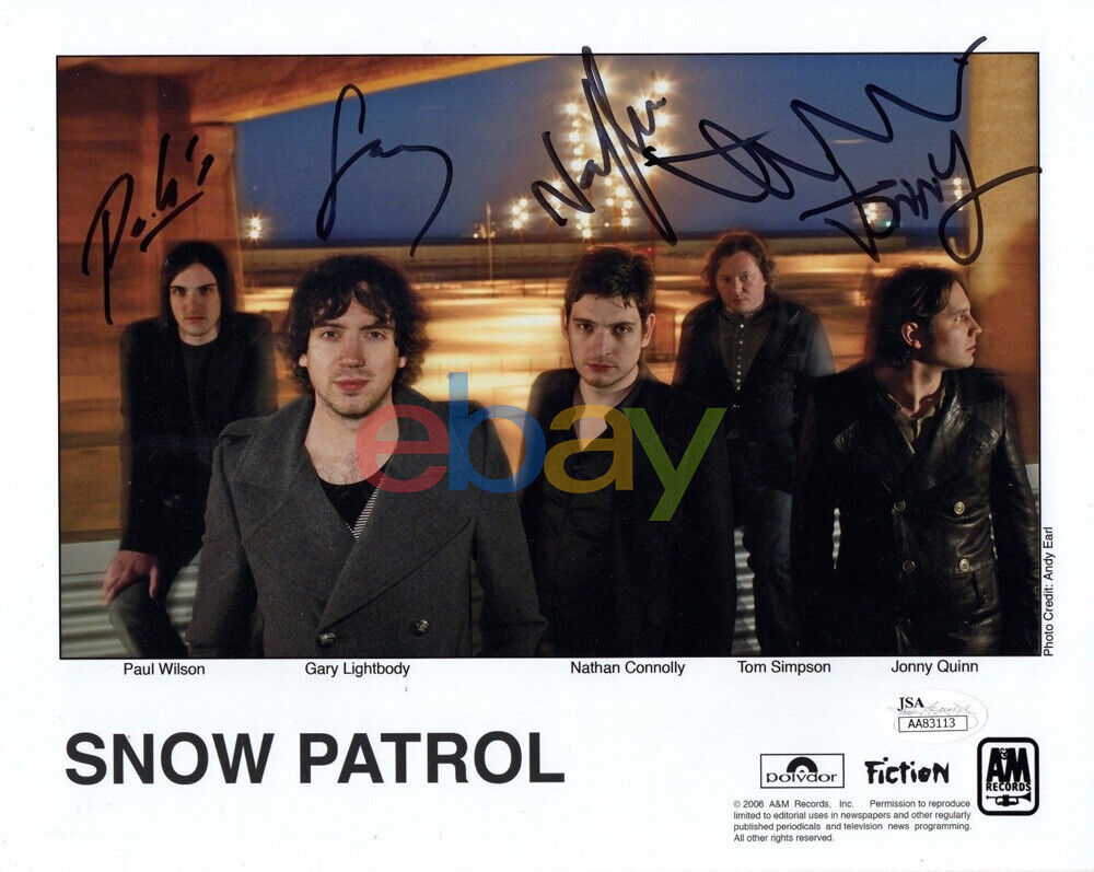 SNOW PATROL HAND SIGNED 8x10 COLOR GROUP Photo Poster painting GARY LIGHTBODY RARE reprint