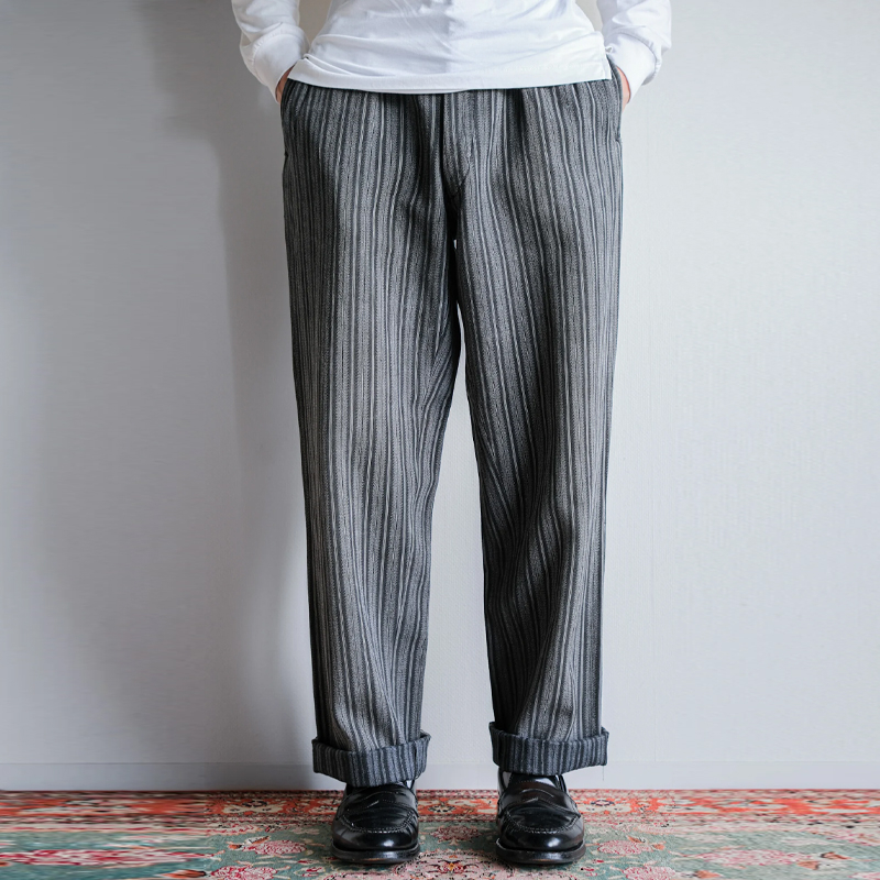 Men's Vintage Grey Cotton Striped Cargo Pants