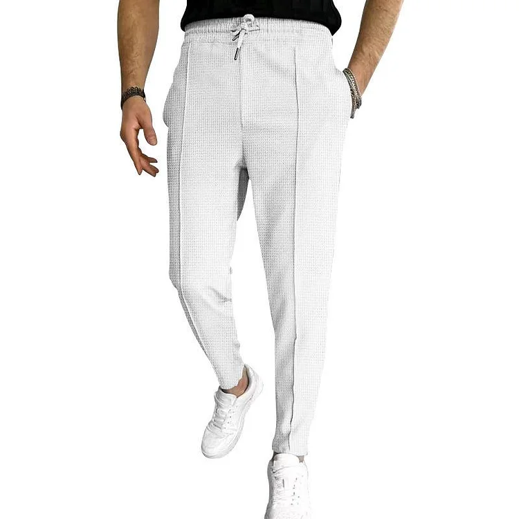Men's Casual Waffle Elastic Waist Sports Pants 58165664M