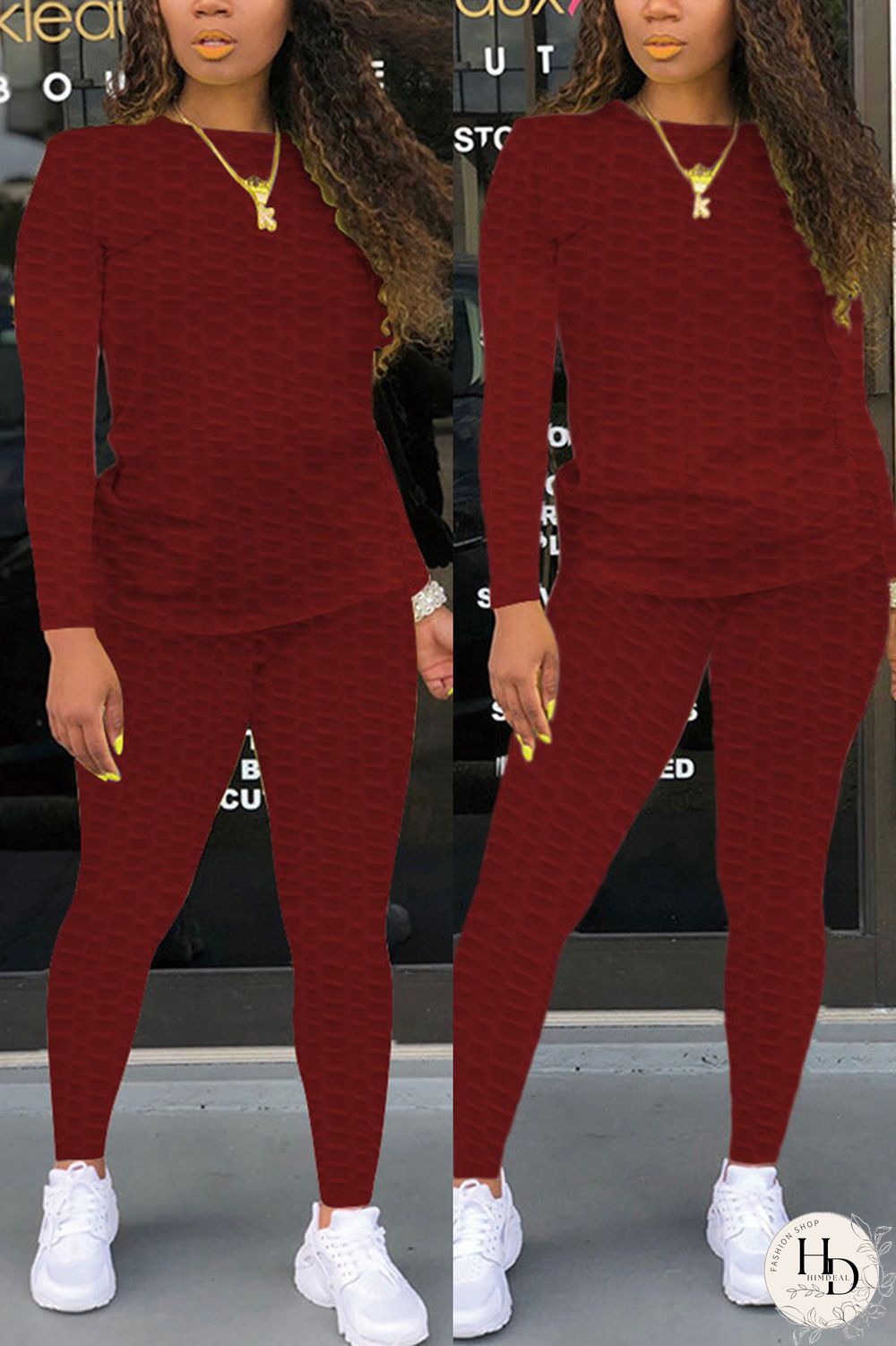 White Fashion Casual Solid Zipper Basic O Neck Long Sleeve Two Pieces