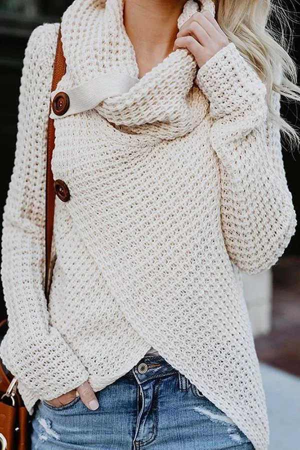 Womens Long Sleeve Turtleneck Sweater-Allyzone-Allyzone