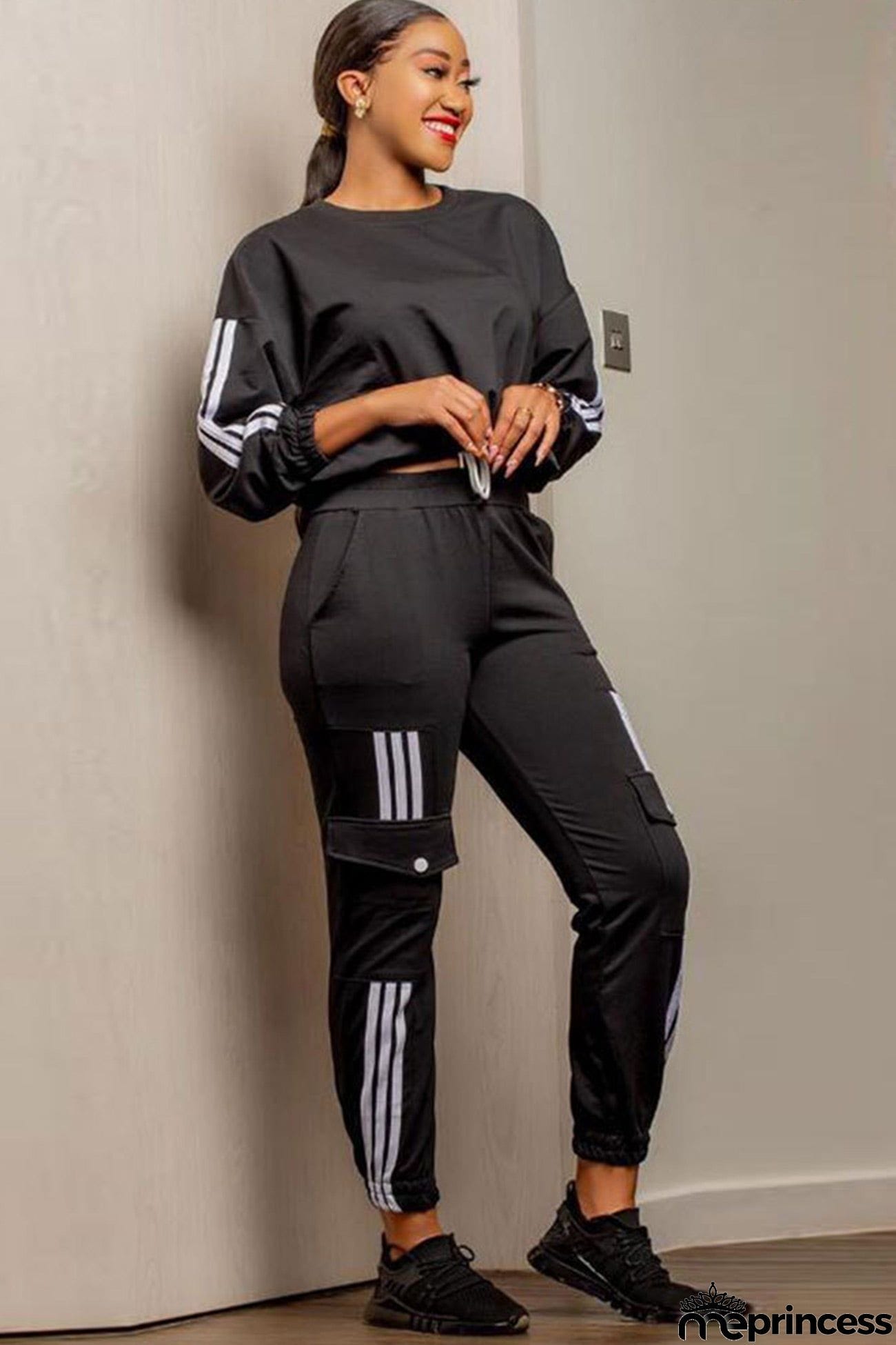 Striped Patchwork Pants Suits