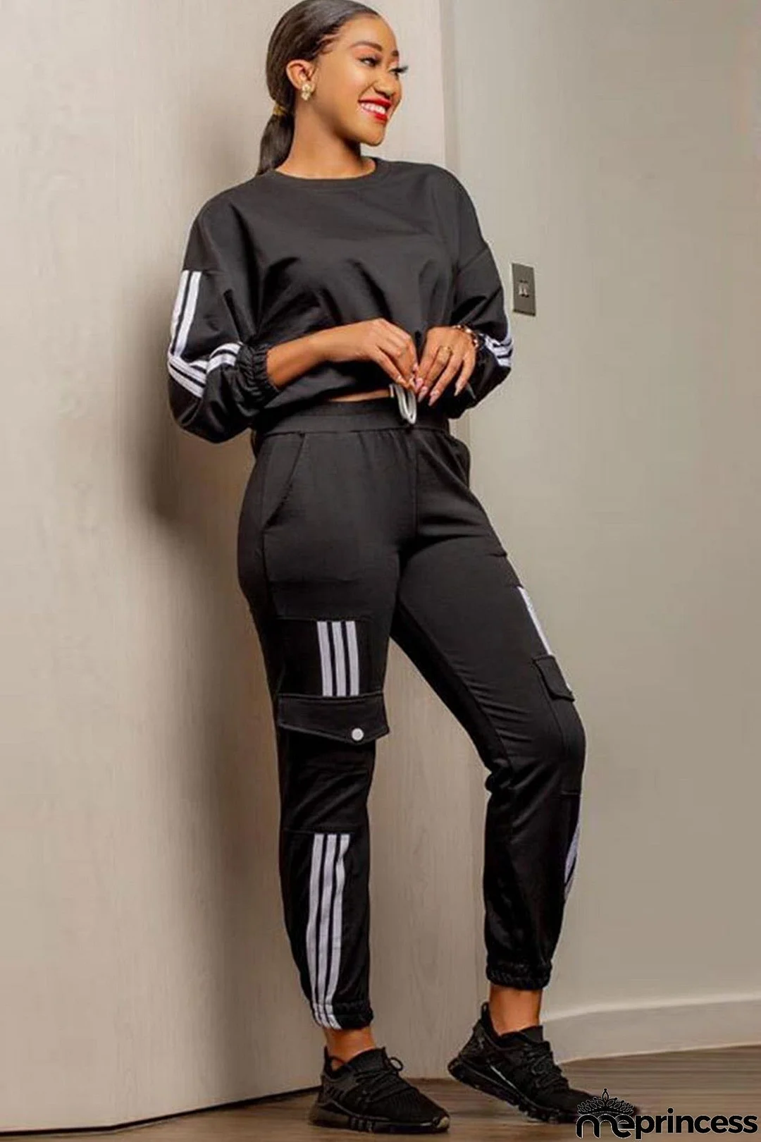 Striped Patchwork Pants Suits