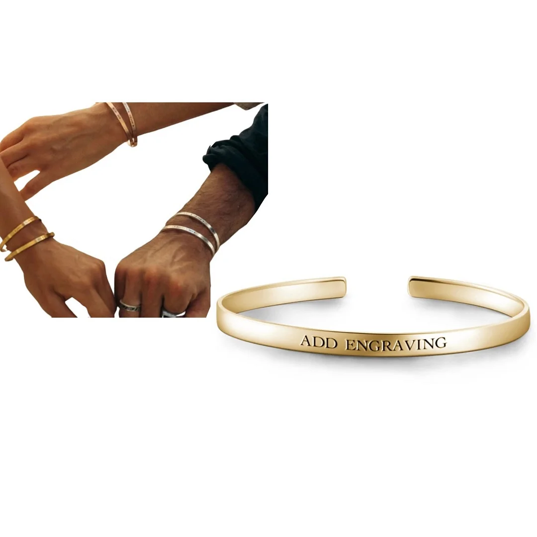 Personalized Engraved stainless steel Adjustable Bracelet & Ring 