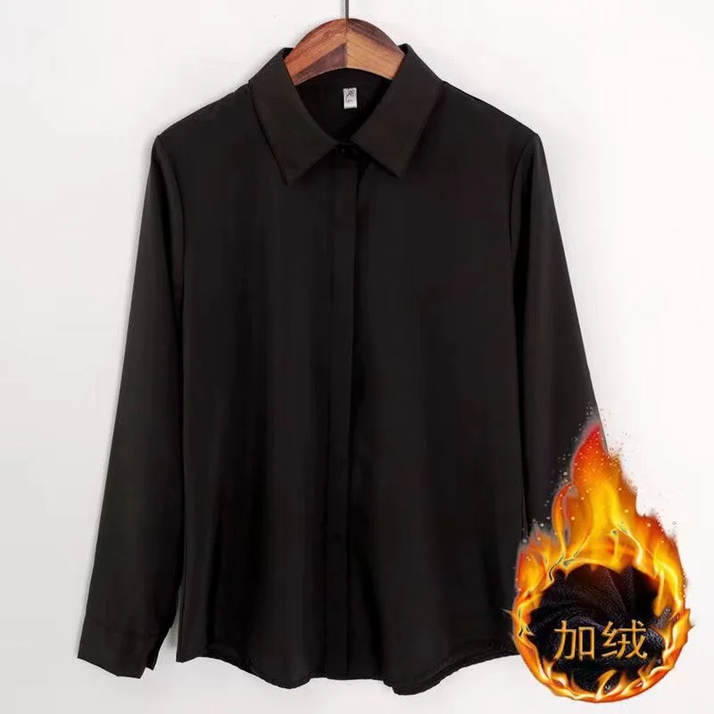 Athvotar Athvotar Velvet Shirt Women's Autumn And Winter 2025 New Design Sense Small Long-Sleeved Shirt Under The College Wind Thicker Shirt