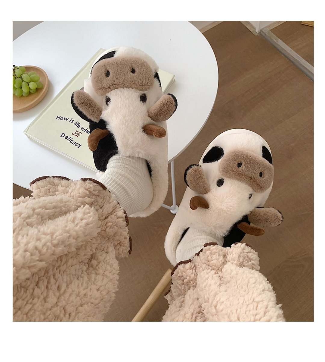 Cuteeeshop Winter Warm Shoes Cute Cows Cotton Slippers