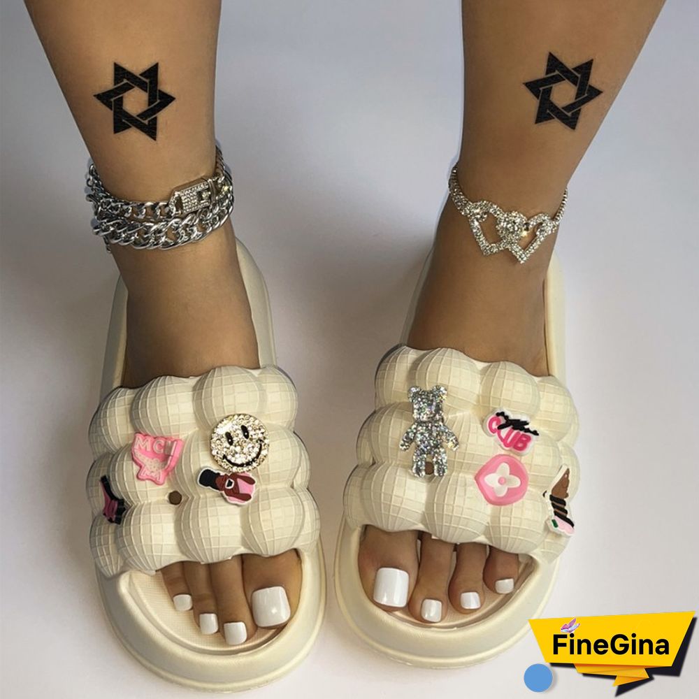 Cream White Daily Living Patchwork Round Comfortable Shoes