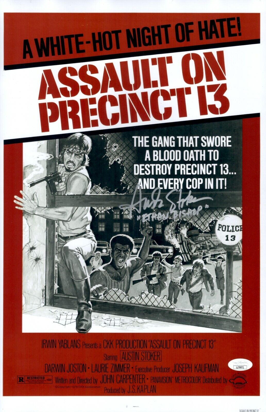 AUSTIN STOKER Signed ASSAULT ON PRECINCT 13 Photo Poster painting 11x17 Autograph JSA COA Cert