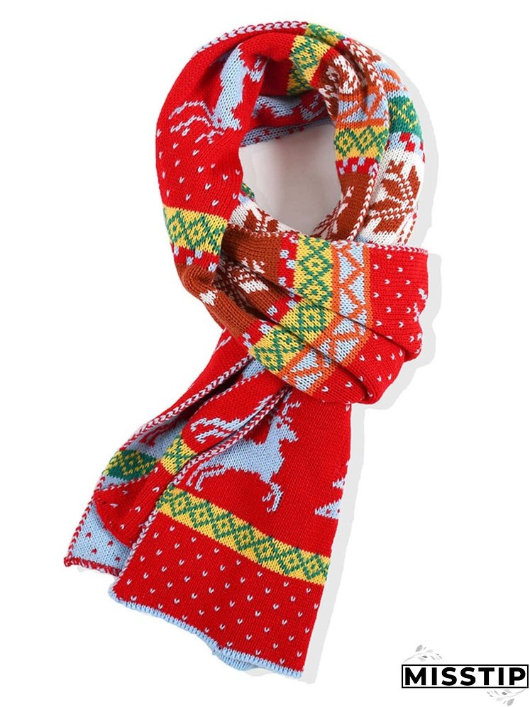 Christmas Elk Pattern Scarf
