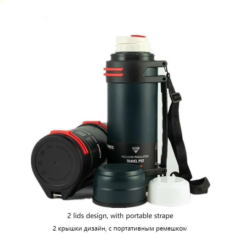 1.6l/2l/2.5l Thermos Flask Outdoor Travel Pot Outdoor Stainless Steel Termos Large Capacity Thermo Cup Water Bottle ThermosFlask