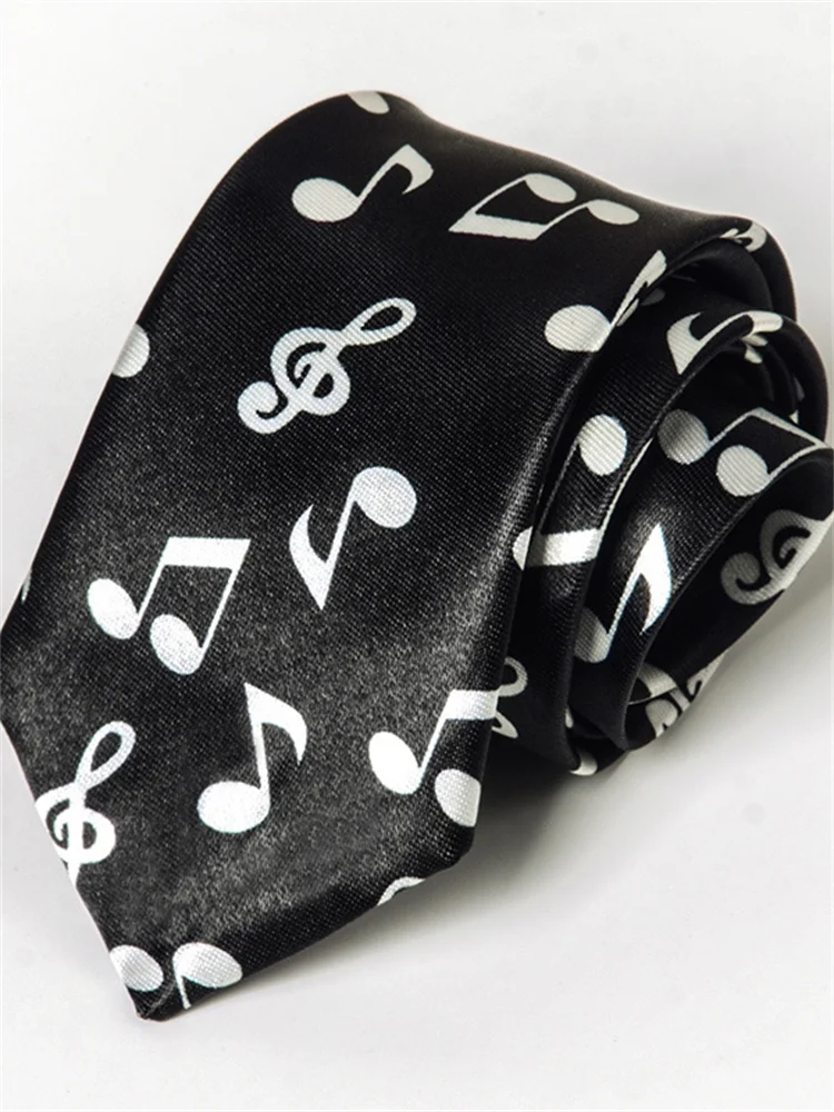 Elegant Music Notes Graphic Satin Tie