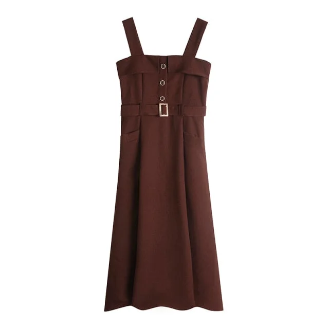 Dark Academia Japanese Preppy Style Solid Loose Sleeveless Dress SP18011