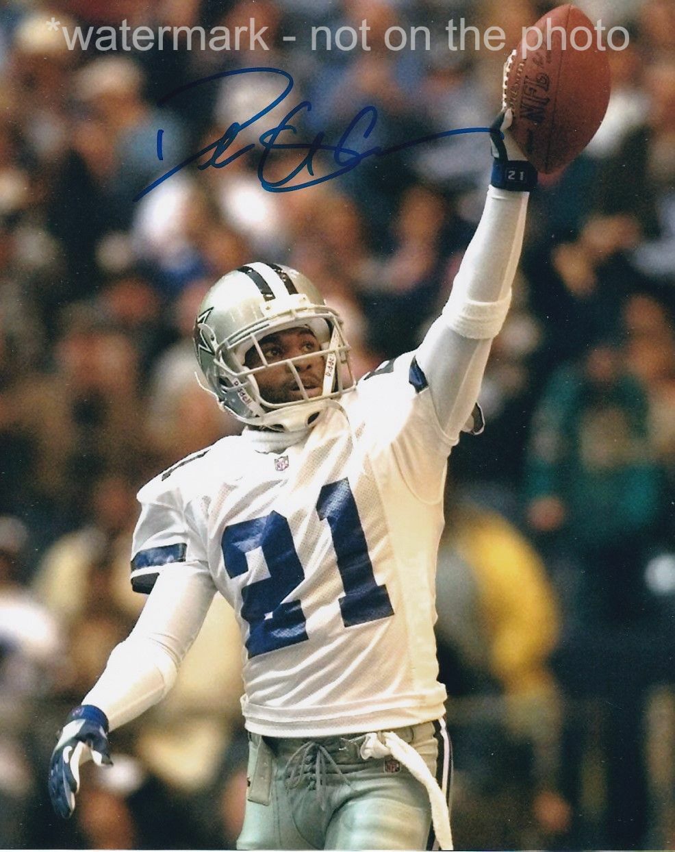 DEION SANDERS SIGNED AUTOGRAPH 8X10 Photo Poster painting DALLAS COWBOYS